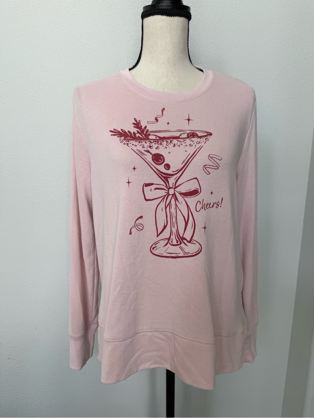 Pink 'Cheers' Graphic Women's Holiday Sweater